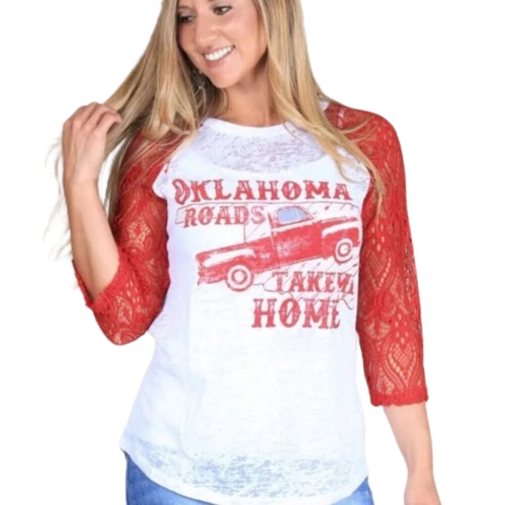 Oklahoma Red and White Long Sleeve Tee